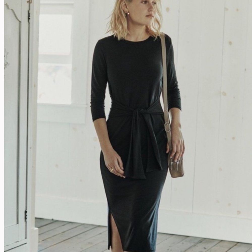 Amour Vert Colombe Soft Stretch Organic Cotton Dress in Charcoal Size Small